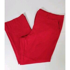 Lane Bryant Ladies 24 Regular Red Pants Stretch Festive Pockets Flat Front